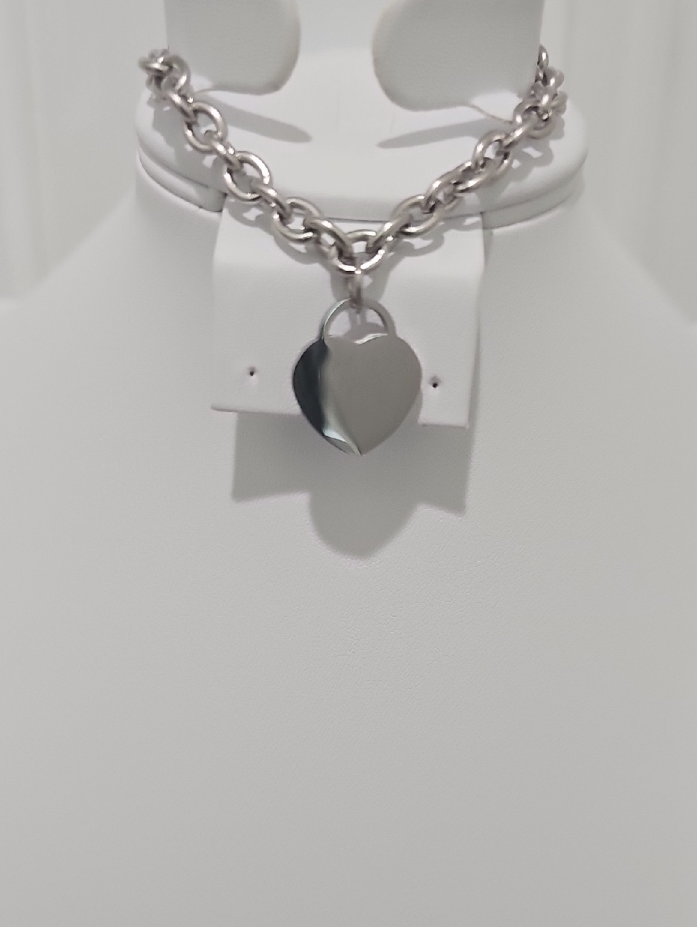 Silver Heart Padlock Charm Chain Bracelet